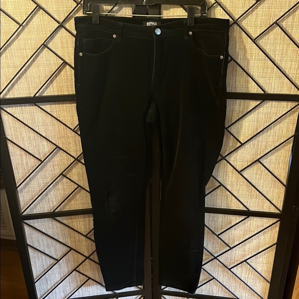 Buffalo David Bitton Corduroy Black Mid-Rise Slim & Sculpt Skinny Pants Sz 12/32